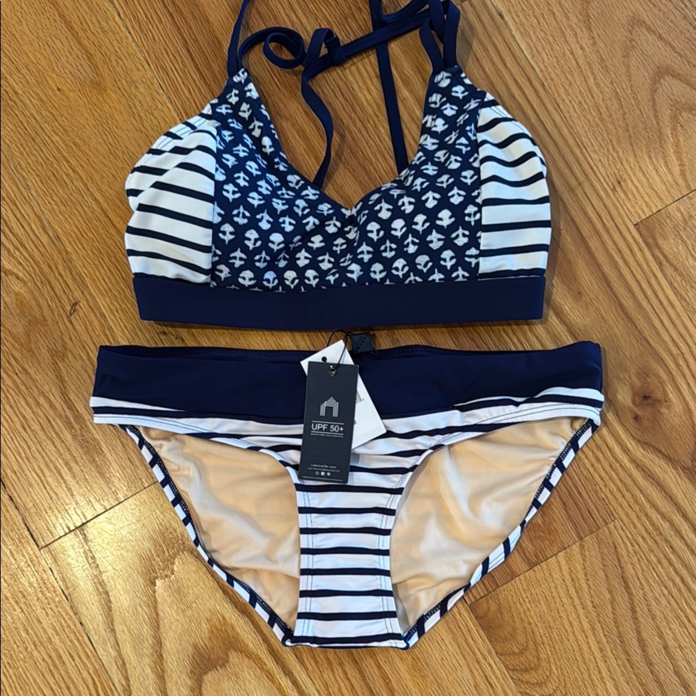 Cabana Life Blue and White Striped Bikini Swimwear